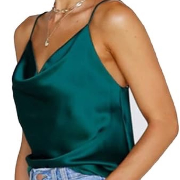 Satin Cowl Neck Camisole / Tank Top - Picture 2 of 8